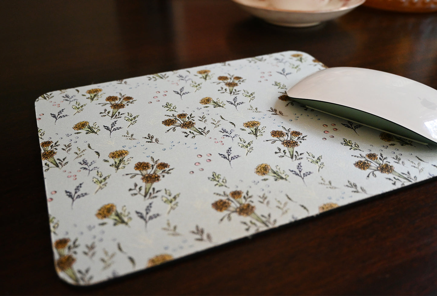 Turquoise Marigolds Mouse pad